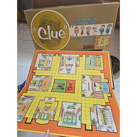Vtg 1963 Parker Brothers Original Clue Detective Board Game Complete MCM Decor - Picture 1 of 6